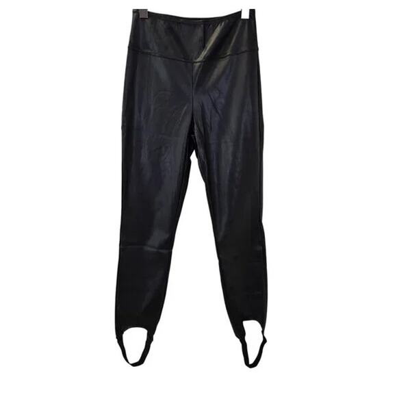 NWT Weworewhat Buttery Faux Leather High Waisted Ankle Stirrup Leggings S Black - Picture 2 of 16